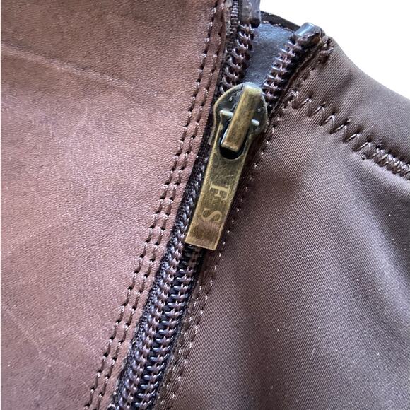 Franco Sarto Knee High Riding Boots Stretch Zip Up Leather Brown Womens Size 8.5 - Picture 5 of 7